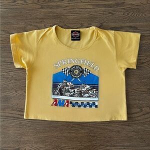 Vintage 80s Harley Davidson Springfield AMA Pro Racing Cropped Shirt USA Made XS
